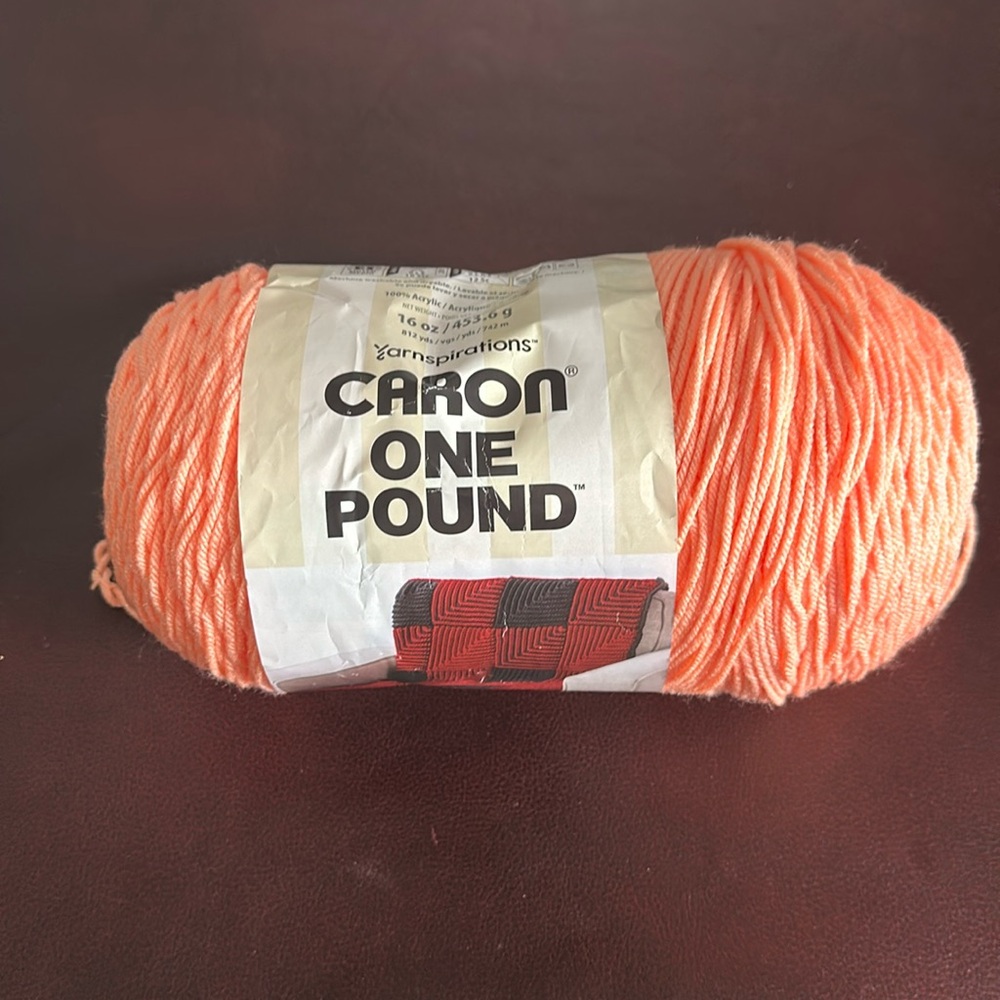 1 Skein of Yarnspirations CARON ONE POUND SOLIDS YARN. PEACH. 16 oz…